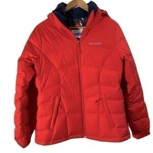 Columbia Women’s Down Full Zipper With Hoodie Jacket Size M Color Coral